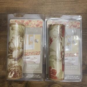 Home Trends Classic Red Peony Wall Boarder each roll 15 ft x6.87 " New sealed